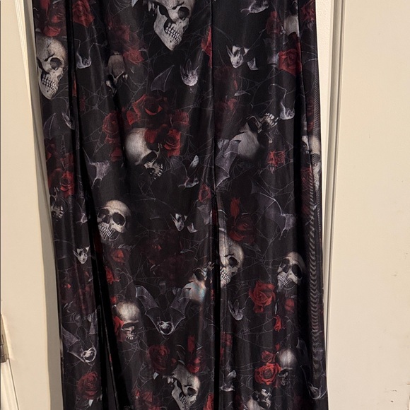 Rare Killstar Skulls Roses an Bats Side Slit Mesh Maxi Skirt M - Picture 2 of 4